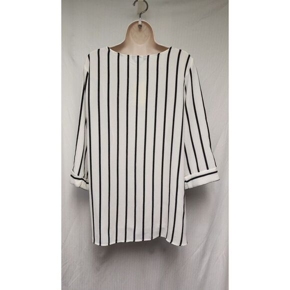 Jules & Leopold 2PC Pants Set Striped 3/4 Scoop Neck Size Medium Ivory/Blue - Picture 5 of 13